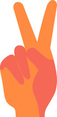 Sticker - Isolated Orange Hand Peace Symbol Hand Stroke Icon.