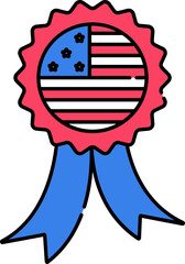 Canvas Print - American Flag Color Badge Ribbon Flat Icon.