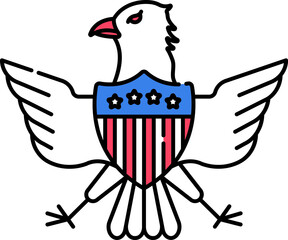 Sticker - USA National Bird With Shield Flat Icon Or Symbol.