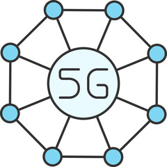 Sticker - 5G Connectivity Or Networking Flat Icon In Blue Color.