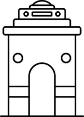 Sticker - Black Outline Illustration Of India Gate Icon.