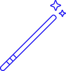 Sticker - Magic Wand Icon In Blue Thin Line Art.