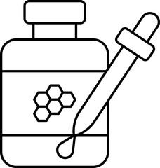 Sticker - Honey Bottle With Dropper Icon In Line Art.