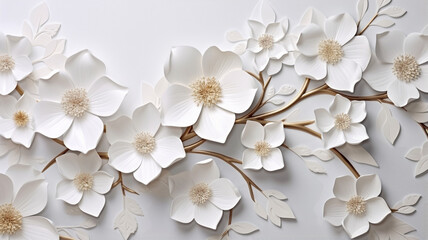 Poster - white flowers on a white background