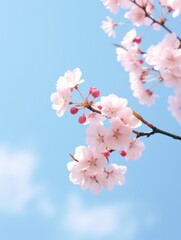 Poster - vertical wallpaper.sakura branch on blue sky.