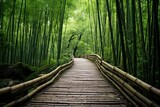 Fototapeta Sypialnia - Nature bamboo path. Japan forest art