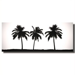 Wall Mural - Silhouette of Three Palm Trees - Vector Shadow Art.