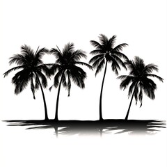 Wall Mural - Silhouette of Three Palm Trees - Vector Shadow Art.