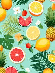 Poster - vertical wallpaper. tropical fruits.
