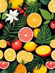 Poster - vertical wallpaper. tropical fruits.