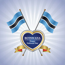 Botswana Flag Happy National Day With Heart
