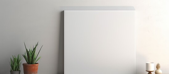 Poster - Minimalist interior 3D render of a canvas mockup isolated pastel background Copy space