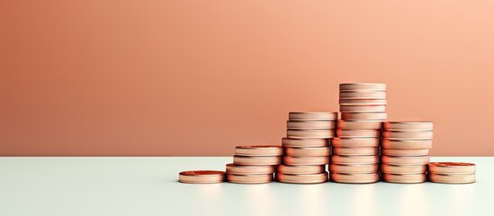 Poster - Stacked coins on isolated pastel background Copy space