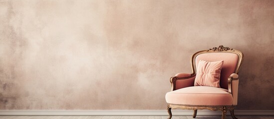 Extravagant vintage seat isolated pastel background Copy space