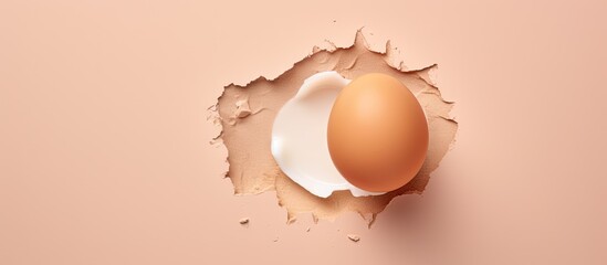 Wall Mural - Cracked egg Alone on isolated pastel background Copy space
