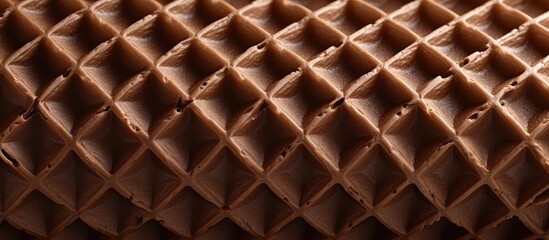 Poster - Chocolate coated waffle roll displayed on a isolated pastel background Copy space in a close up shot