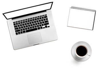 a modern laptop computer on transparent  background