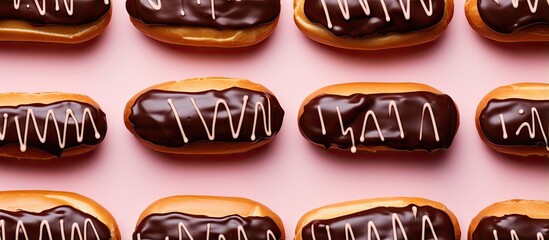 Aufkleber - Chocolate eclairs on a isolated pastel background Copy space