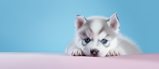 Poster - baby husky isolated pastel background Copy space