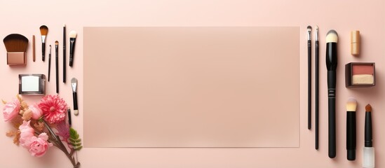 Poster - A group of tools on a isolated pastel background Copy space
