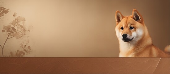 Poster - Photographing a shiba inu in a studio with various isolated pastel background Copy space s