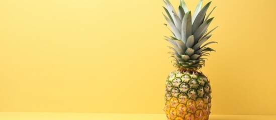 Poster - Ripe pineapple on isolated pastel background Copy space with clipping path