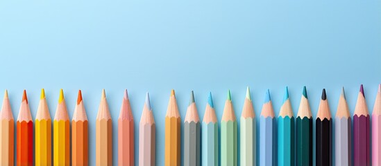 Aufkleber - Row of color pencils isolated pastel background Copy space