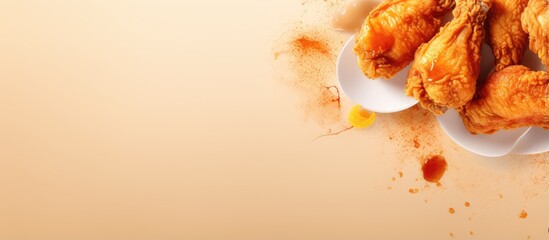 Aufkleber - Fried chicken tabaka isolated on a isolated pastel background Copy space