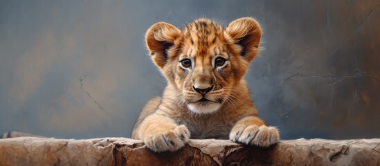 lion cubs growth captured on isolated pastel background copy space from 3 to 9 months