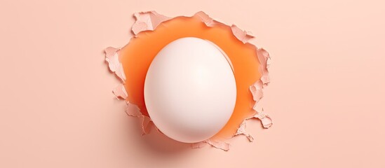 Aufkleber - Cracked egg Alone on isolated pastel background Copy space
