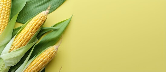 Aufkleber - Isolated fresh corn on a isolated pastel background Copy space with path