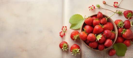 Aufkleber - A stunningly adorned strawberry on a isolated pastel background Copy space coupled with a writing book for enhancing the messages appeal