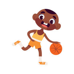 Sticker - boy playing with basketball ball icon