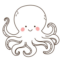 Wall Mural - cute octopus animal doodle icon
