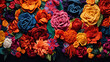 canvas print picture - textile woven flowers