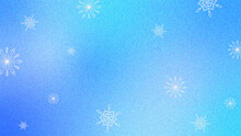 Blue Winter Gradient Background With Snowflakes. Abstract Horizontal Web Banner. Grains Christmas Texture With Light