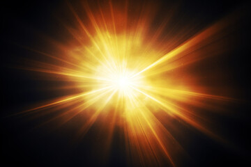 Aufkleber - Golden sunlight,Abstract sun burst ,digital lens flare on black background for overlay