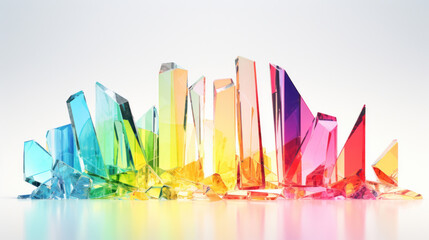 Glass crystals through which colorful sunlight