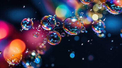 Wall Mural - Close-up colorful bubbles with dark background