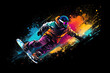 © Tidarat - snowboarder color splash on background