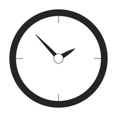 Wall Mural - Clock flat monochrome isolated vector object. Showing time. Decorative watch on wall. Editable black and white line art drawing. Simple outline spot illustration for web graphic design