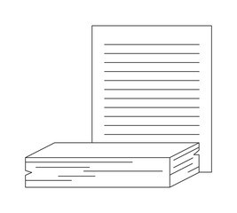 Poster - Pile of paper flat monochrome isolated vector object. Paper with reminder. Writing. Editable black and white line art drawing. Simple outline spot illustration for web graphic design