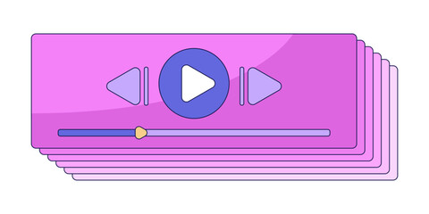 Fototapete - Retro 90s audio playback flat line color isolated vector object. Music app playlist. Audio player. Editable clip art image on white background. Simple outline cartoon spot illustration for web design