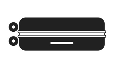Poster - Suitcase wheels monochrome flat vector object. Luggage travel. Baggage airport. Journey bag. Editable black and white thin line icon. Simple cartoon clip art spot illustration for web graphic design