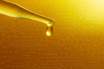 Wall Mural - macro science experiment pipette surface,top view macro shot of chemical dropper injects oil into cl