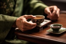 Hands Of The Master Of The Tea Ceremony.