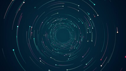 Wall Mural - motion graphic of colorful digital dot technology floating rotation in circle like in space with abs