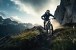 Mountain biking adventure in rugged terrain. Conquer challenging trails with a mountain bike amidst breathtaking mountain landscapes. 'generative AI'	