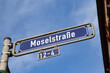 street sign Moselstrasse (Moselle Street) in Frankfurt