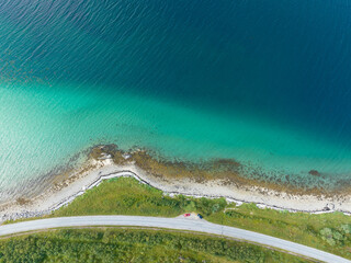 Wall Mural - aerial shot of a rocky beach